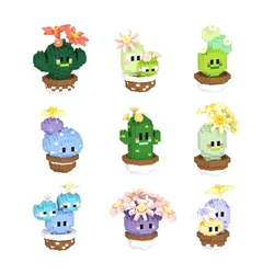 DIY Educational Assembling Toys, Simulation Succulents Building Blocks, Cactus, Flowers, Potted Plant Decorations, New Product