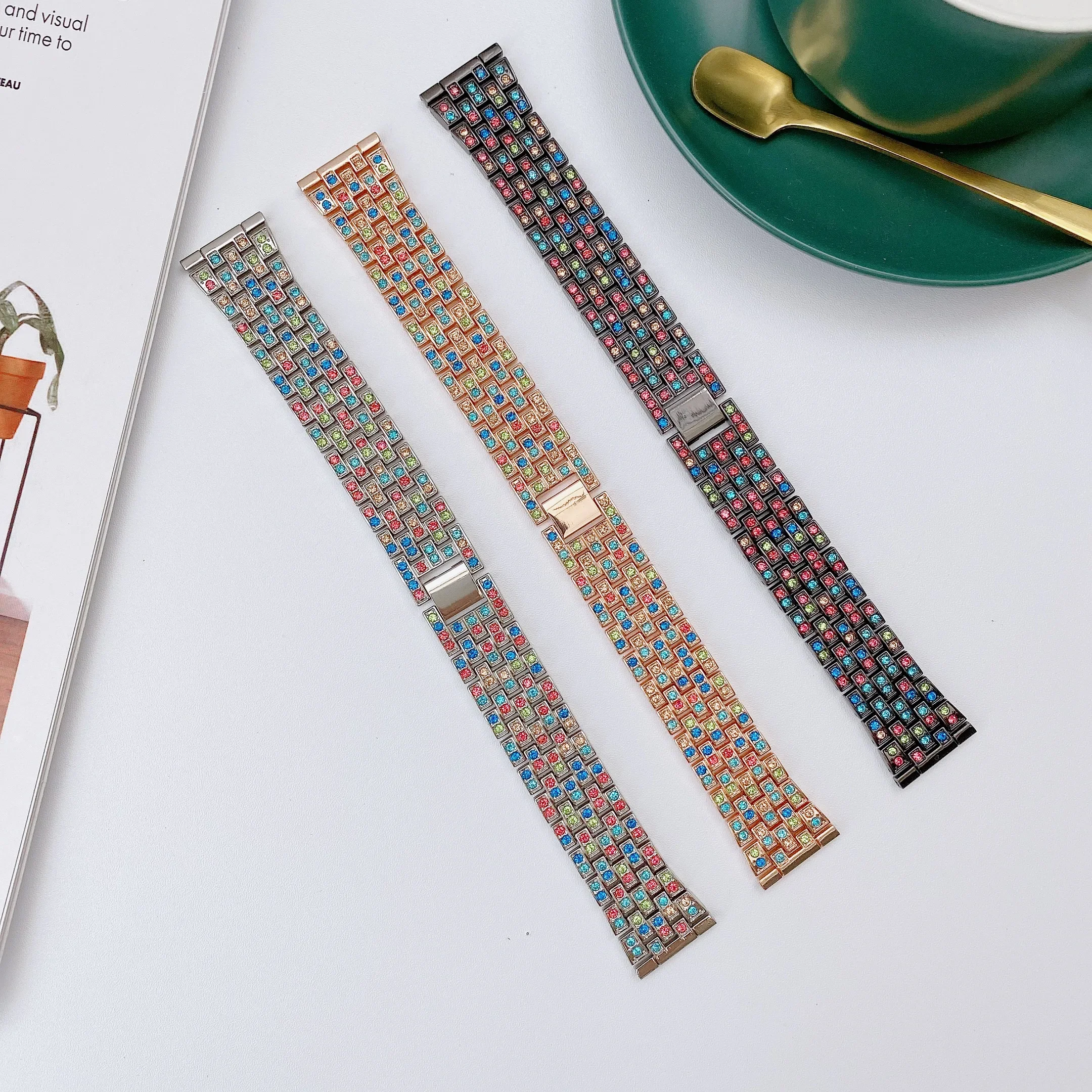 22mm Luxury Metal Diamond Strap for Samsung Watch 3 Huawei 3/4/GT2 Amazfit GTR Colorful Diamonds for Samsung Watch 46mm Belt