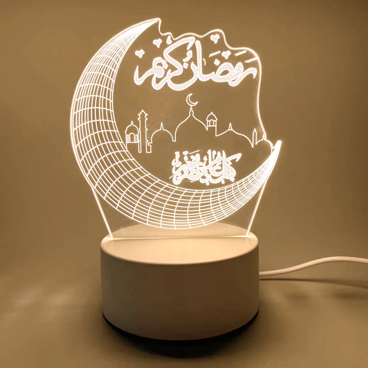 

USB Operate LED 3D Night Light EID Mubarak Table Decor Ornaments Islamic Muslim Ramadan Decoration for Home 2024 Eid Al-Fitr Aid