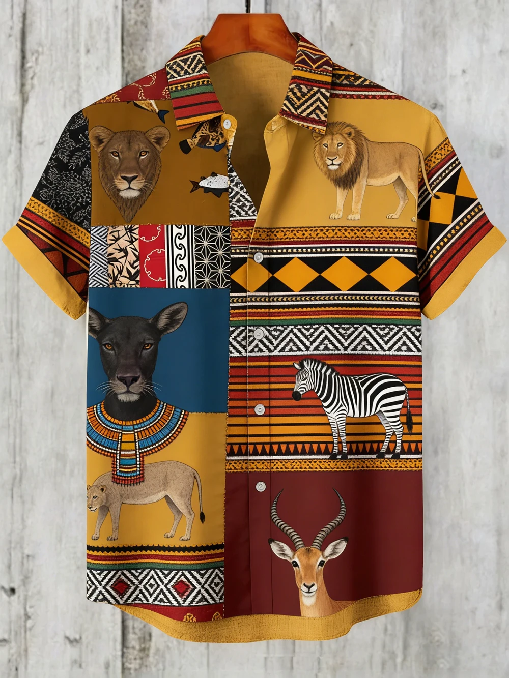 Men's ethnic style linen short-sleeved shirt natural ocean high-definition 3D printed shirt men's Hawaiian vacation outdoor top