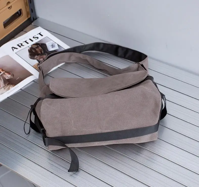 Einfarbige Umhängetasche aus Segeltuch mit Flip-Cover für Herren, einfache Umhängetasche, lässige Schultaschen für Studenten, Umhängetasche für Teenager – Detail 13