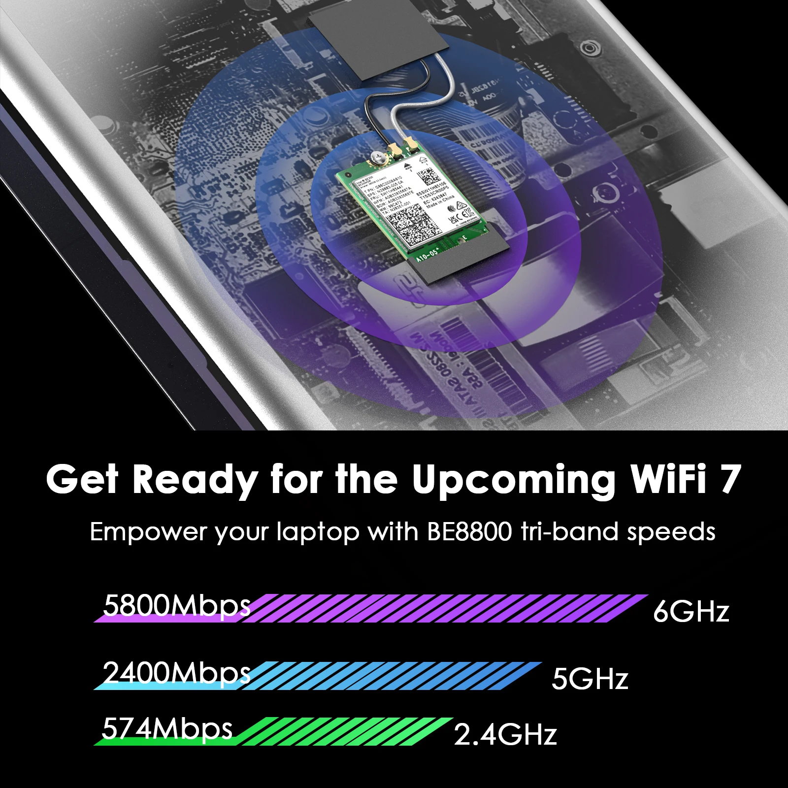 WAVLINK WiFi 7 Tri-Band Wireless Card 8774Mbps BE200 M.2 NGFF Network Module PCIe WiFi Adapter For Laptop Windows 10/11(64bit)