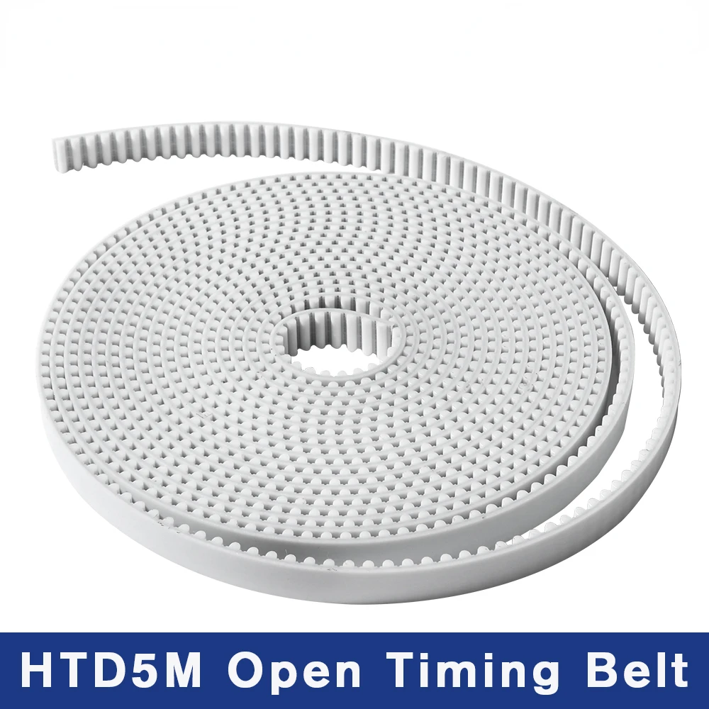 2/5meters HTD5M Timing Belt Width 15 20 30 40mm White Black PU Polyurethane With Steel Core HTD 5M Open Synchronous Belt