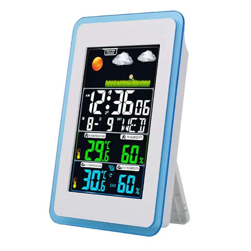 AA87 นาฬิกาพยากรณ์อากาศ นาฬิกาสภาพอากาศไร้สาย เหมาะสําหรับในร่มและกลางแจ้ง พร้อมหน้าจอสี การส่งสัญญาณไร้สาย Possi