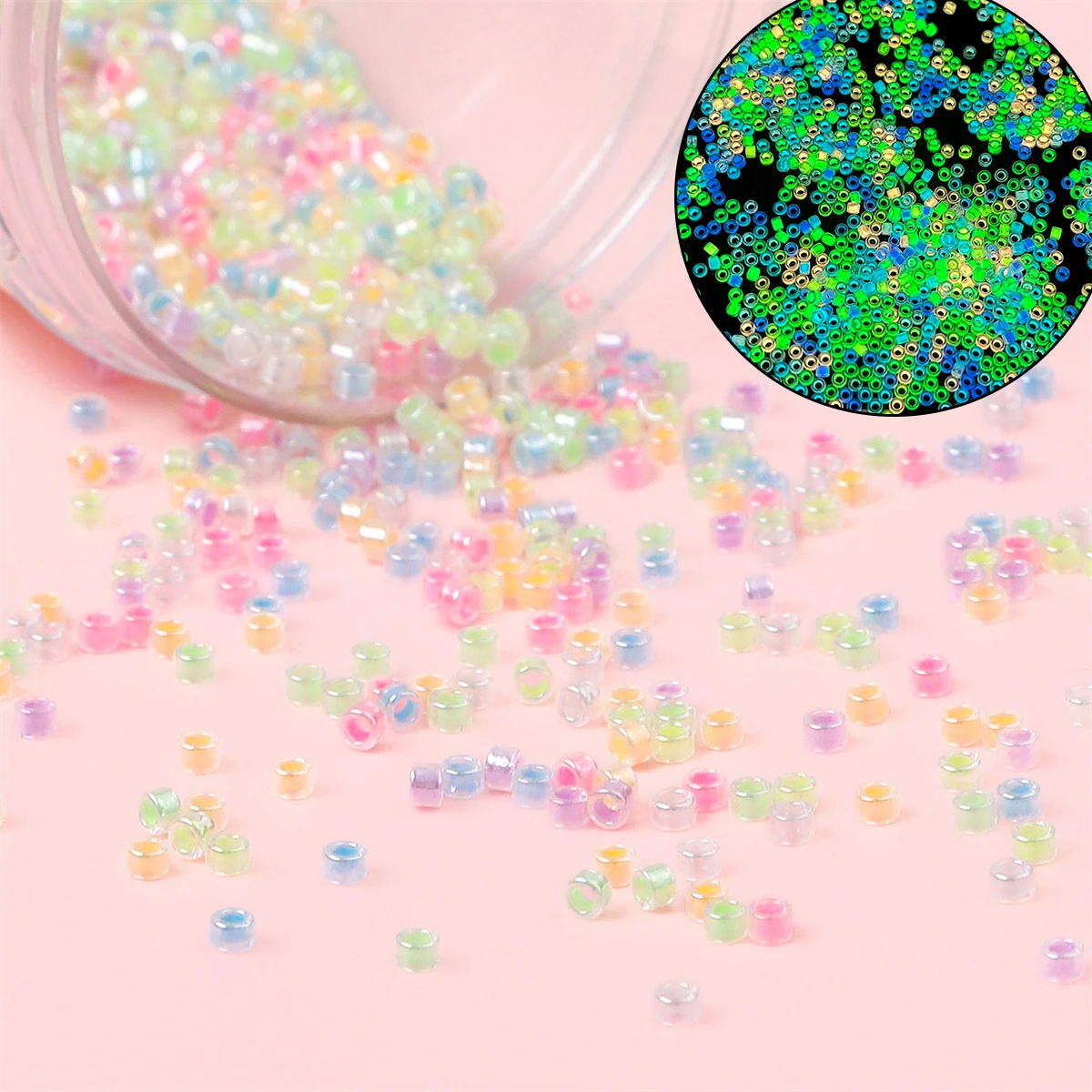 2.5mm Luminous Glass Seed Beads, Transparent Inside Colors Beads for Jewelry Making, Handmade DIY Accessories, 700 PCs/Lot