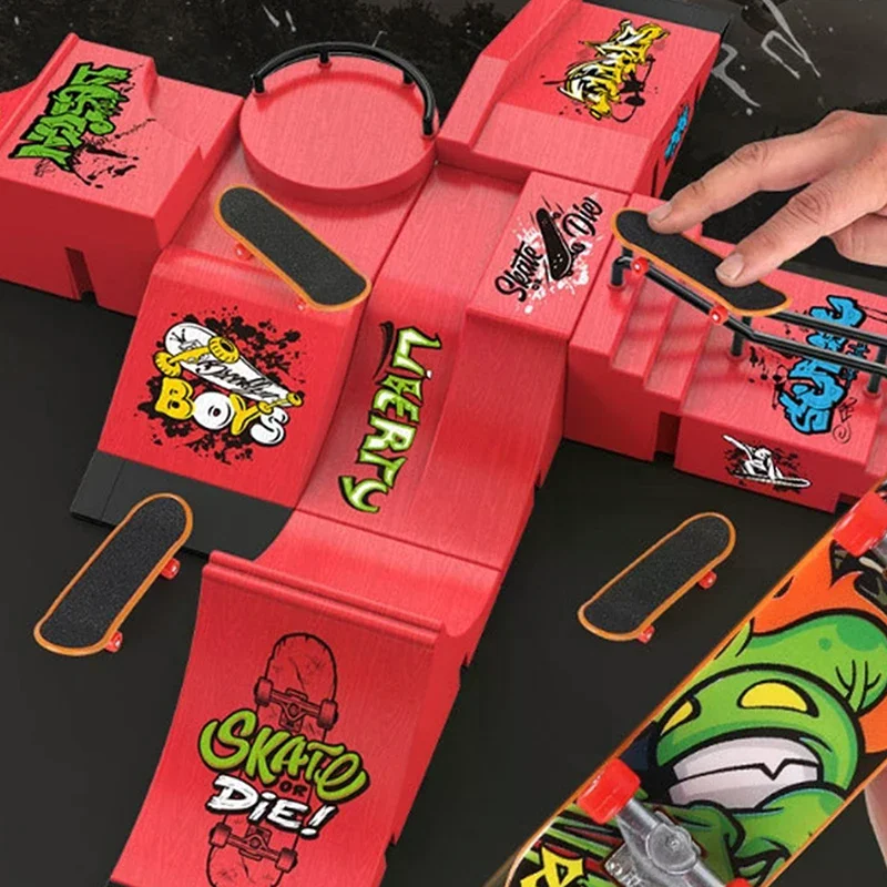Conjunto de mini jogo de skate infantil Finger Sport com adereços de skate Park, presente ideal