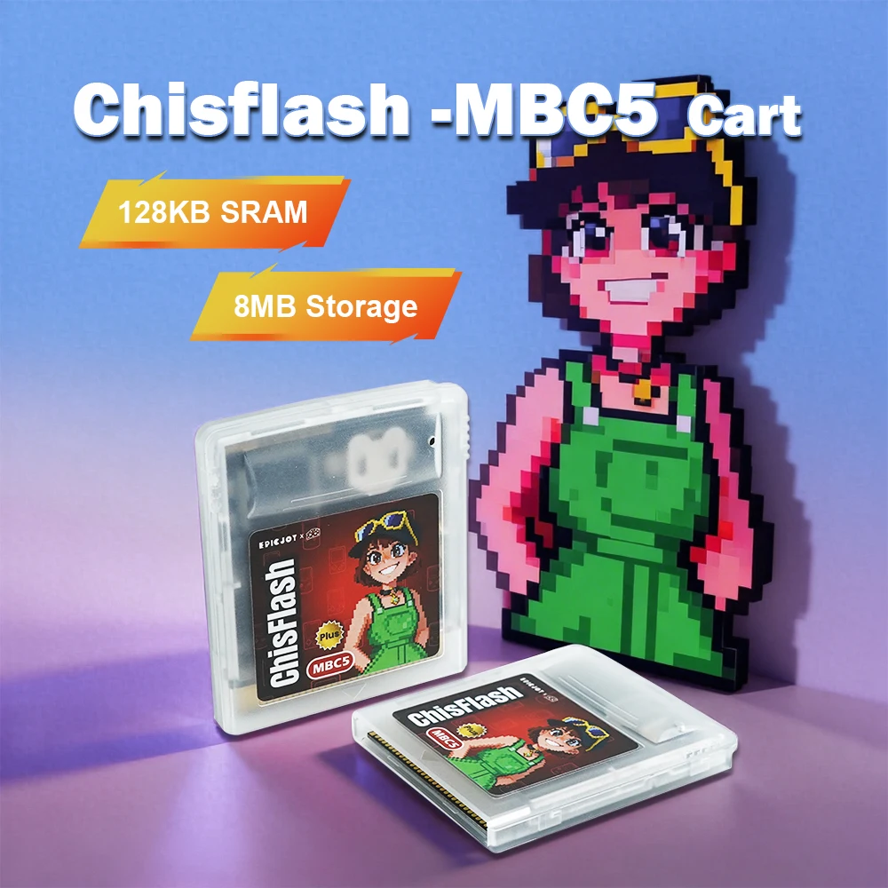 ChisFlash V1.21 Rewritable GB/GBC MBC5 Plus 8MB Storage 128KB SRAM Compatible Original GB/GBA/GBC/GB Pocket/GBA SP/GB Player