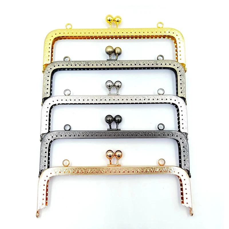 20cm Square Metal Purse Frame Handle for Clutch Bag Accessories Making Kiss Clasp Lock Antique Bronze Tone Hardware