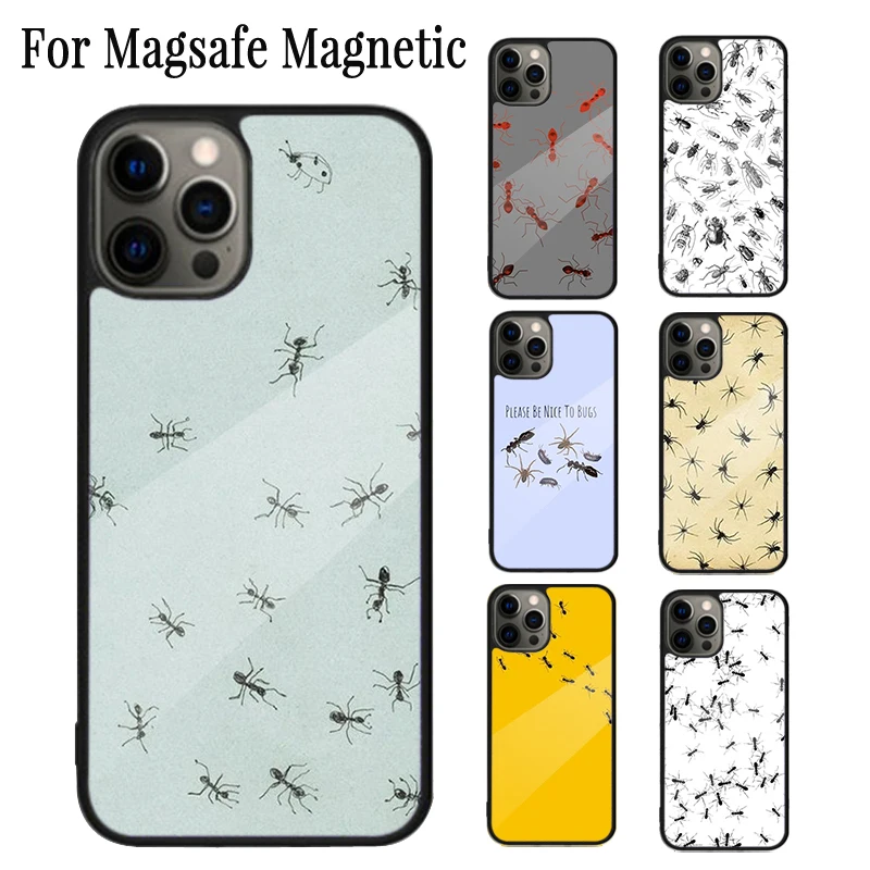 Creepy Ant Insects Scary Magnetic Phone Case Coque For iPhone 16 15 14 Plus 13 12 Mini 11 Pro Max Magsafe Wireless Cover