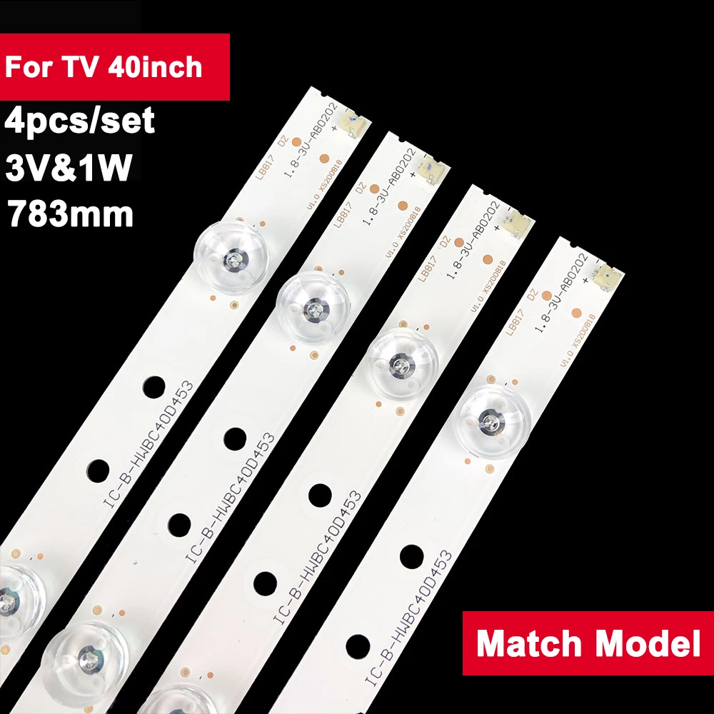 

4Pcs 3V Square Len Tv Led Backlight Strips For TV 40inch IC-B-HWBC40D453 V400HJ6-PE1 QT40 V400H1J 40F21B 40F22B-FHD