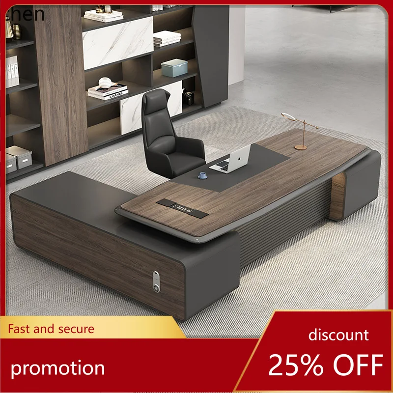 

ZML Boss Office Desk and Chair Set Executive Manager Desk Lacquered Office Furniture