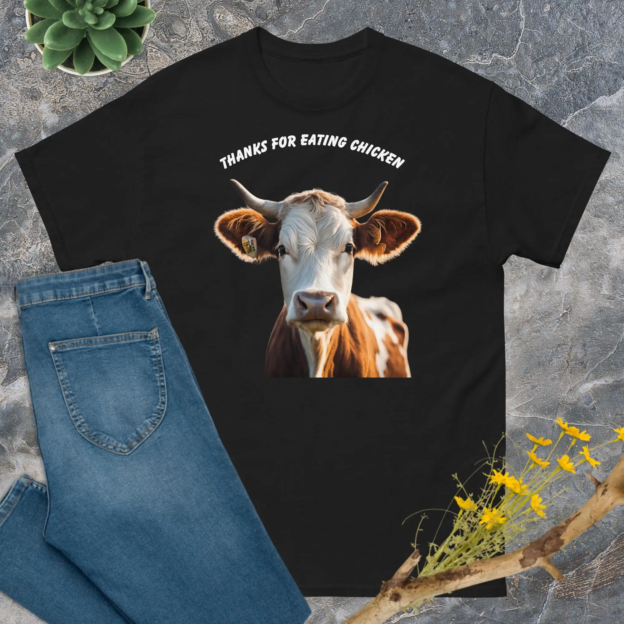 Thanks For Eating Chicken T Shirt Funny Cute Cow Farmers Lover Farm Animal