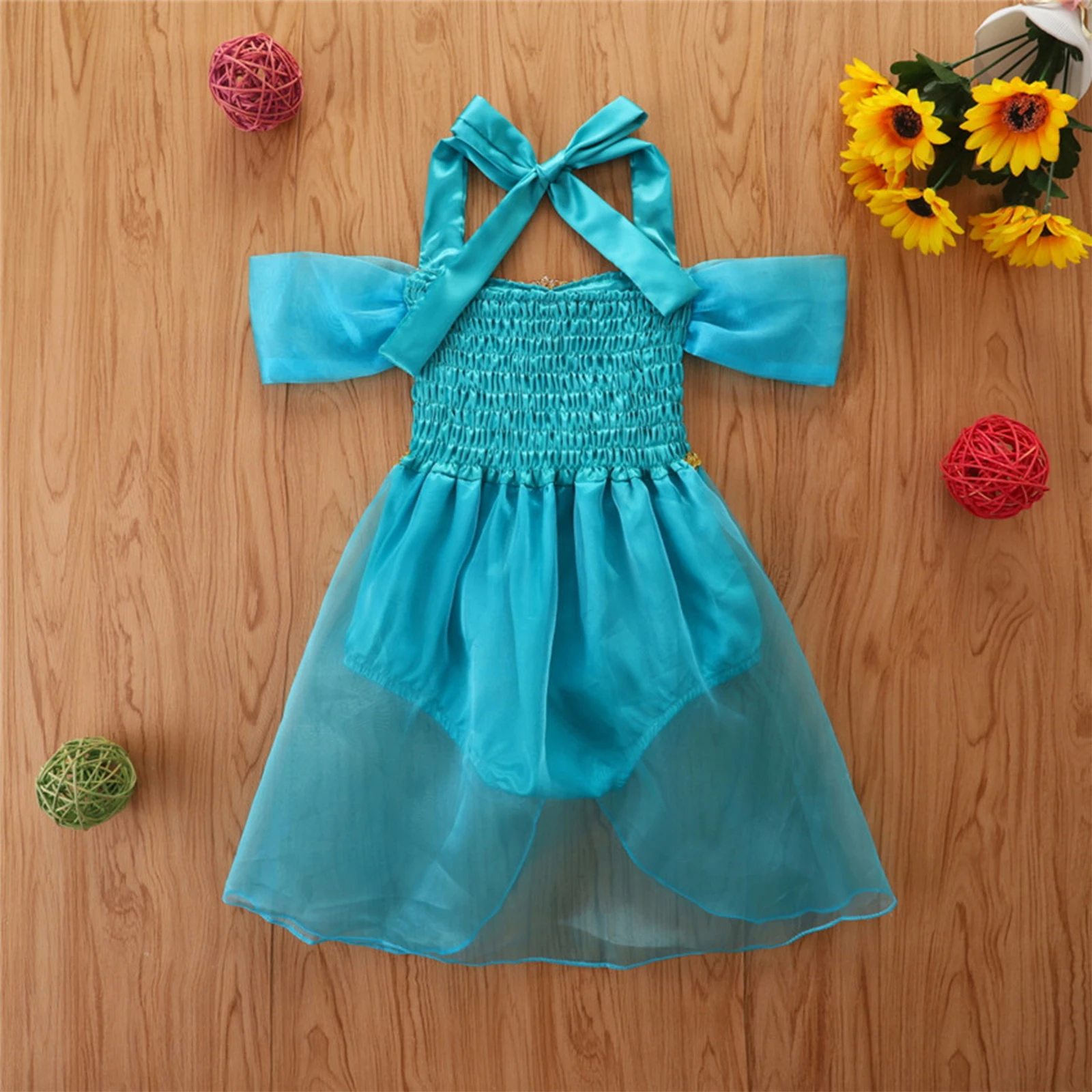 Baby Girl Princess Sequin Blue Romper Dress Sweet Sleeveless Off Shoulder Jumpsuit Party Cosplay Fashion Outfits Summer