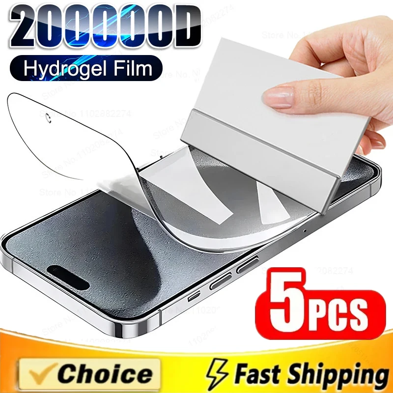 5 sztuk miękkiej folii hydrożelowej do iPhone'a 14 13 12 11 15 Pro Max Mini 7 8 14 15 Plus Ochraniacz ekranu do iPhone'a X XR XS MAX Nie szkło