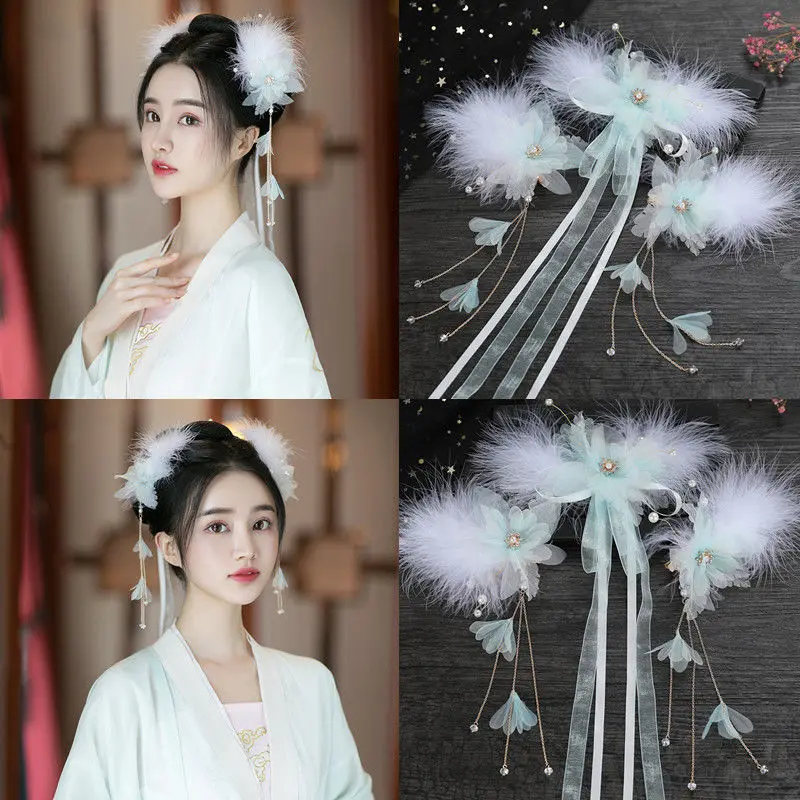 

2Pcs/Set New Korean Yarn Elegant Butterfly Hairpin Flowers Metal Tassel Long Hairgrips Party Hair Accessories Combo Hair Clip