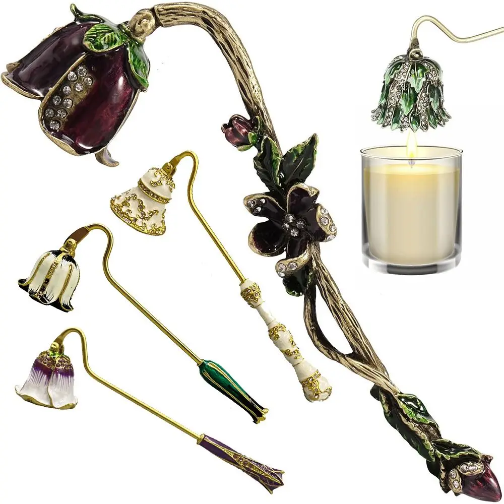Metal Candle Snuffer Long Handle Candle Tool Flower-Shaped Candle Extinguisher Candle Stopper Decorative