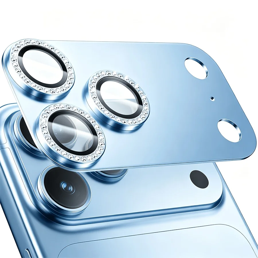 Strass-Glitzer-Kameraobjektivschutz für iPhone 18 Pro Max, Aluminiumrahmen, 9H gehärtetes Glas, vollständige Abdeckung, kratzfest, benutzerfreundlich – Detail 7