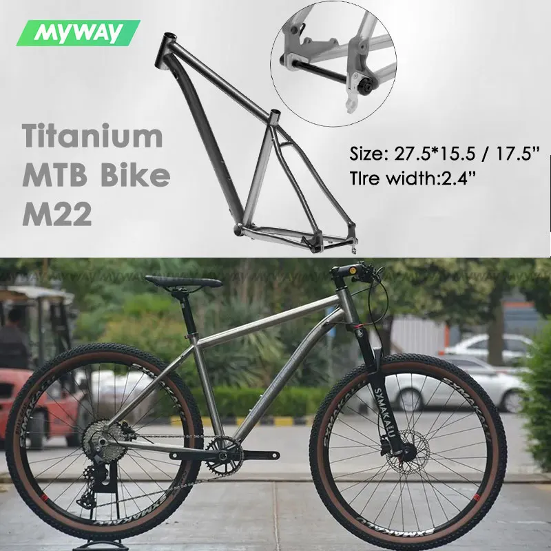 

Adult Titanium MTB Bike Frame 15.5" 17.5", Mountain Bike Parts, 27.5"*2.4", Thru-axles and Quick Release Compatible