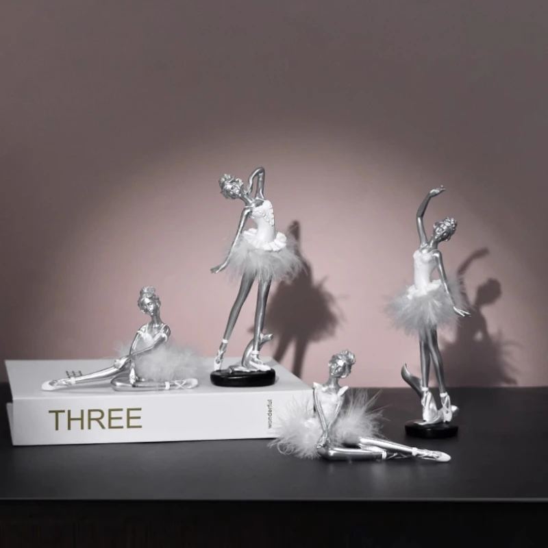 

Action Figures Toys Crafts Resin Model Statue Collection Home Decoration Girl Nordic Style Lovely Ballet Dance Girl Gift