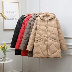 Down Jacket Women Fashion Mid-length White Duck Down Coat Female Clothing Casual Oversize Puffer Jackets Chaqueta Mujer