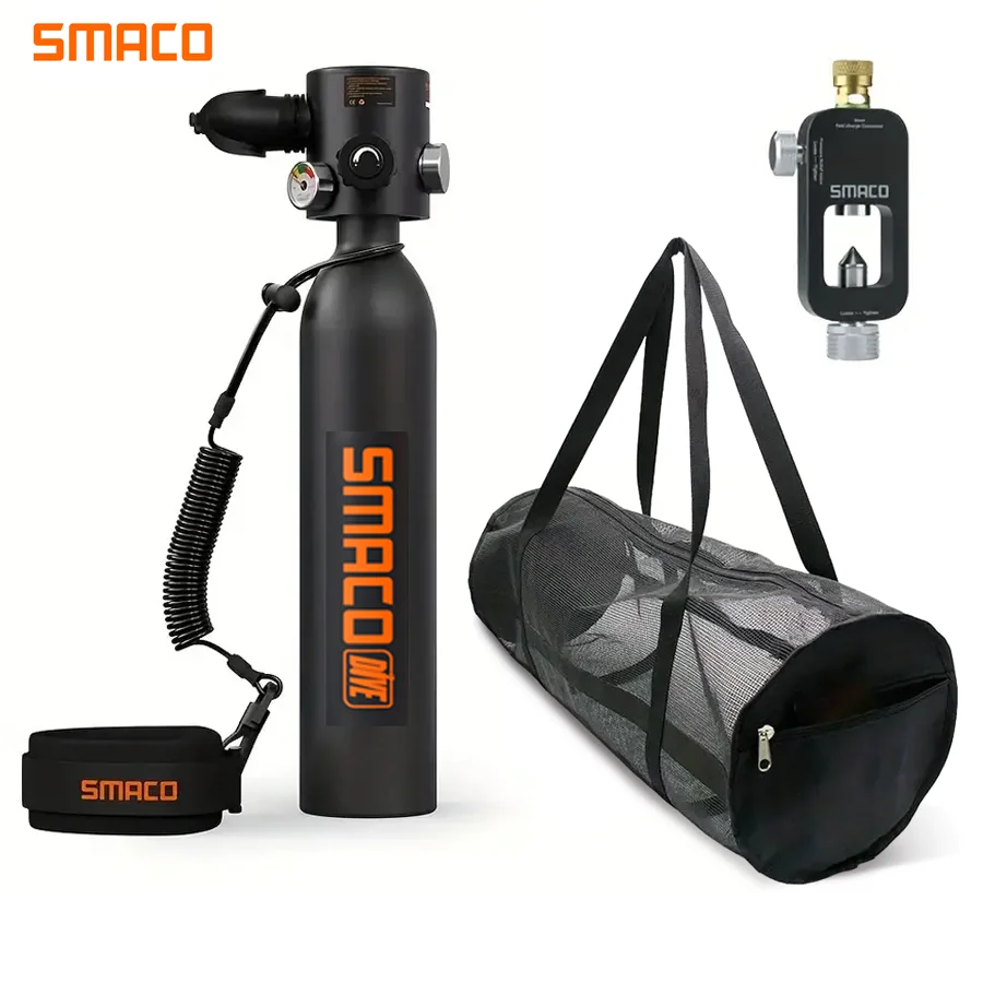 SMACO 0.7L Mini Scuba Tank Portable Diving Tank BackupDiving Air Tank Kit Oxygen cylinder for Underwater Exploration travel Gift