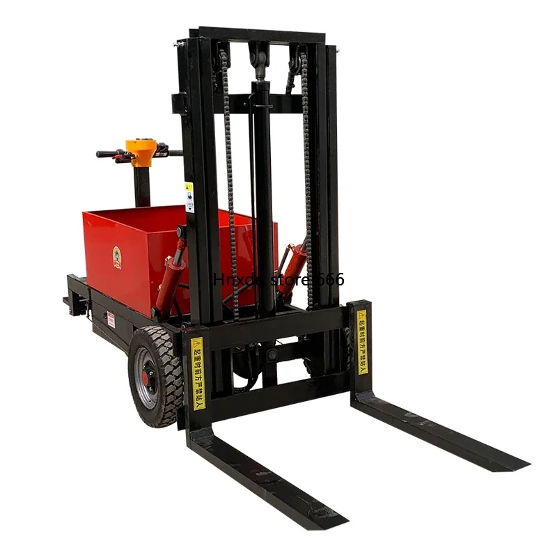 Electric forklift small standing three-wheel four-wheel simple hydraulic handling