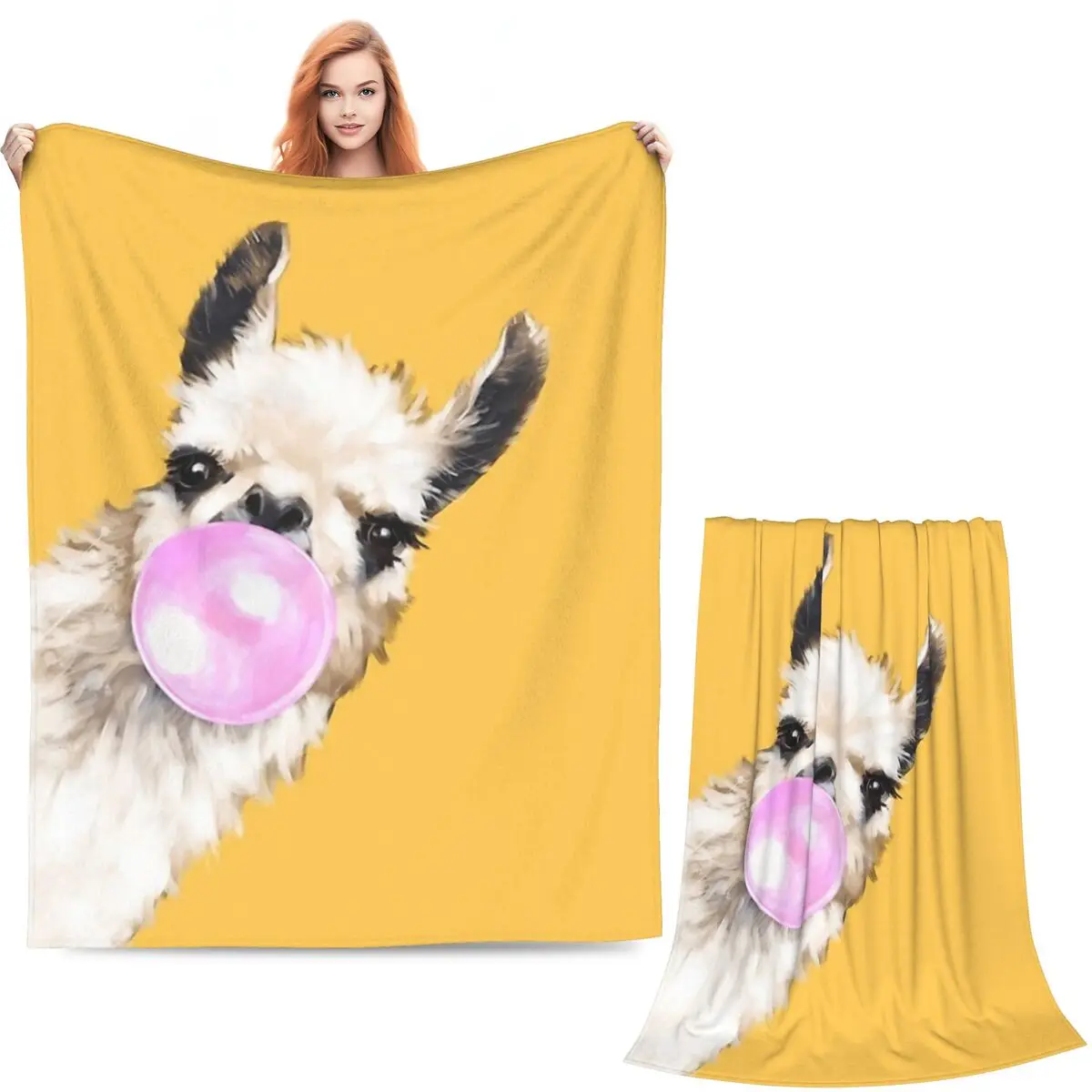Llama Alpaca Animal Blankets Soft Warm Flannel Throw Blanket Bedding for Bed Living room Picnic Travel Home Couch