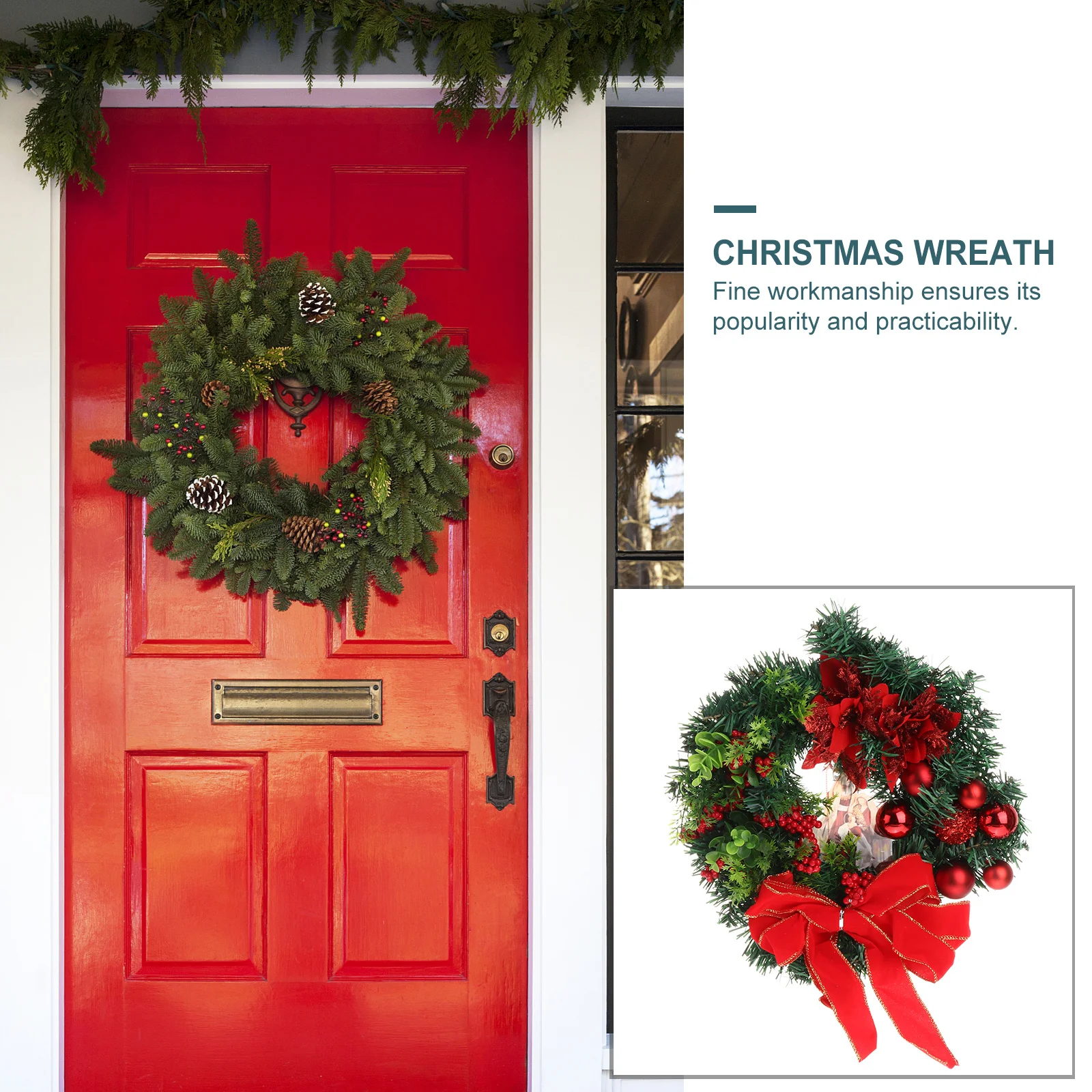 

1Pcs Christmas Jesus Wreath Decorative Garland Red Berry Door Hanging Xmas Garland Decor Xmas Party Festival Wreath