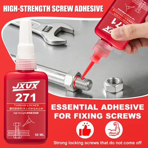 271 Threadlocker (Equivalent to Loctite) Anti-vibration and anti-loosening High-temperature resistant For metal threaded assemblies Gap filling 50ml