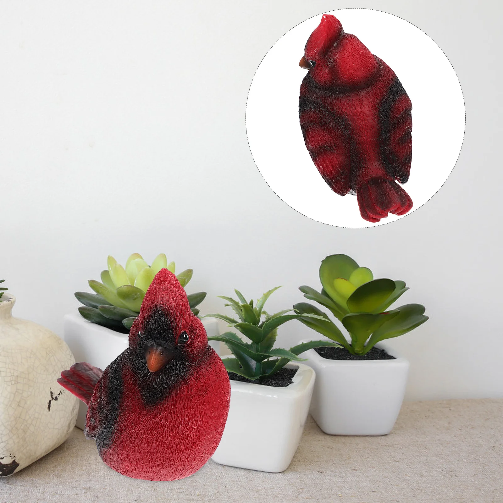 

Resin Christmas Bird Decoration Lifelike Artificial Red Bird for Indoor Outdoor Home Garden Setup Compact Decorative Adornment