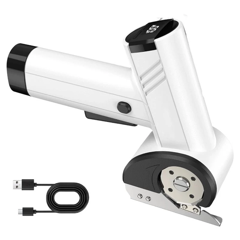 WORTHOWN-Cordless 4-Speed Electric Scissors LED Display, 4.2V Cardboard Mat Cutter For Leather Carpet