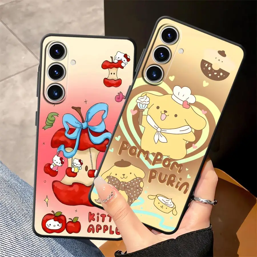 Sanrio Pompompurin Cute Black Soft Phone Cover Case for Samsung Galaxy A32 A35 A24 A55 A41 A51 A73 A23 A53 A22 A52 A25 A71 A36