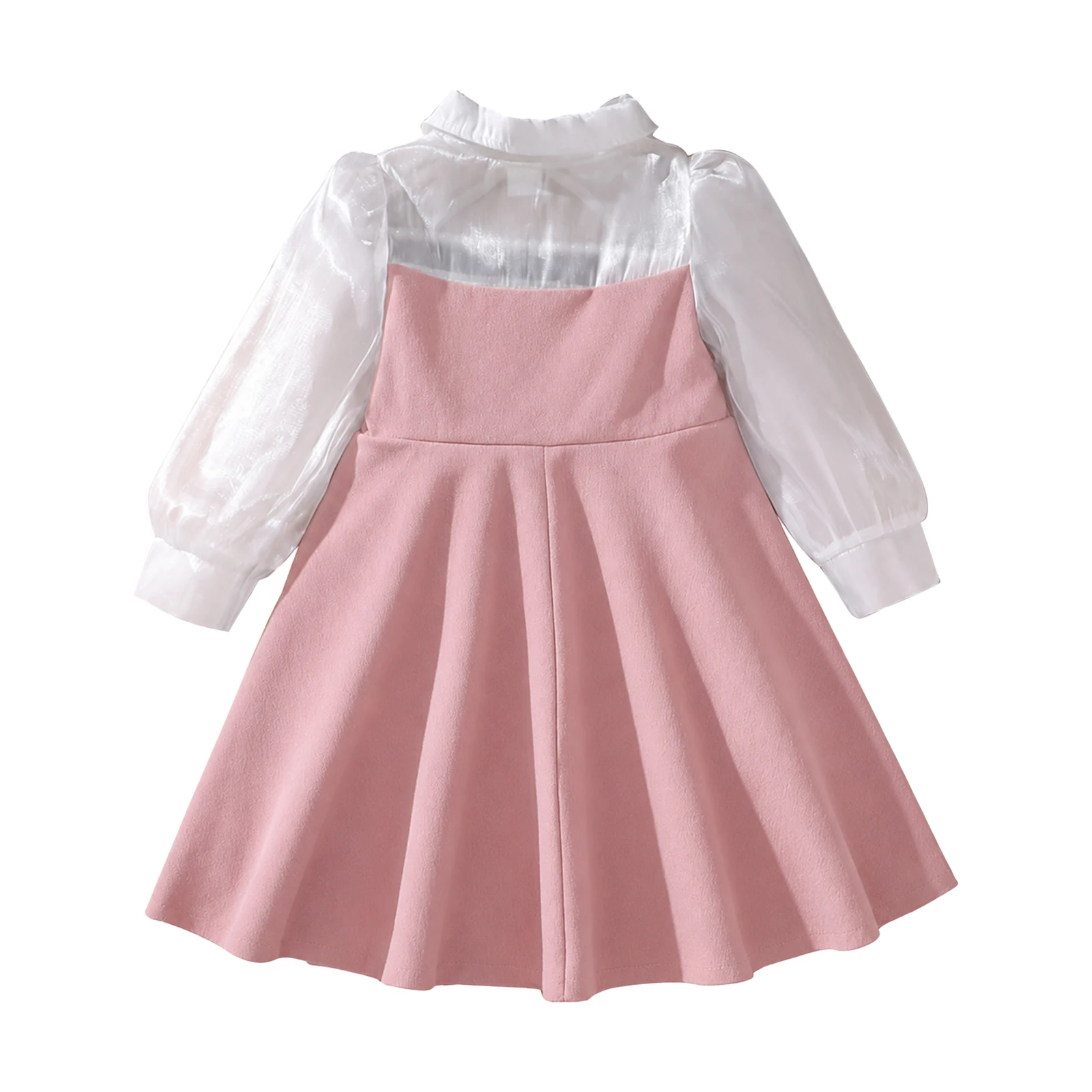 Kids Dress for Girls Cute Bow Tulle Long Puff Sleeves Princess Dress A-line Dress for Birthday Party Ceremony Formal Event
