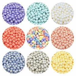 50pcs Matte Round Acrylic Beads Straight Hole Loose Spacer Necklace Bracelet Pendant Earrings Jewelry Making DIY