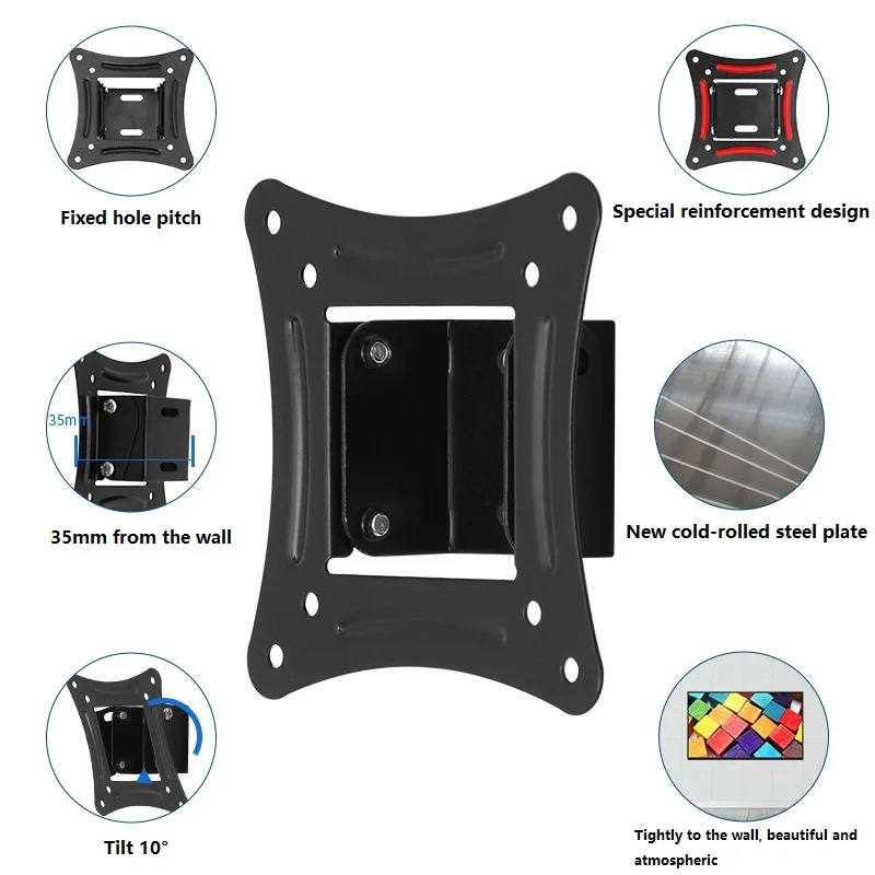 14-27 Inch Tv Wall Holder Universal Monitor Bracket Adjustable Angle Wall Tv Stand for LCD Screens Computer Monitors DSJZJ01