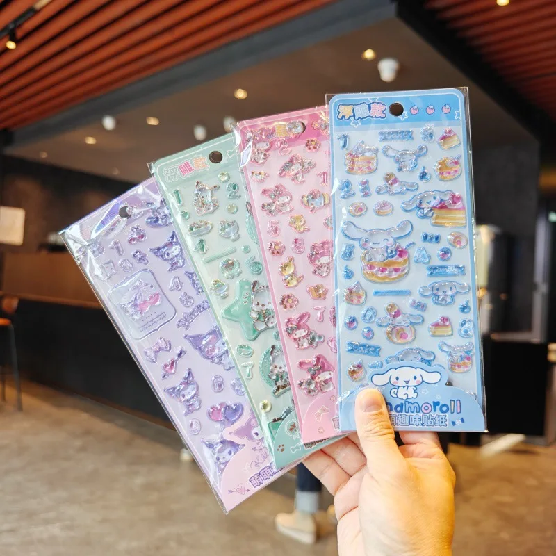 4-個ステッカーかわいいハローキティステッカー-3d-アニメサンリオ漫画ガールキッズギフトデカールハンドアカウント電話ケース-diy-文具おもちゃ