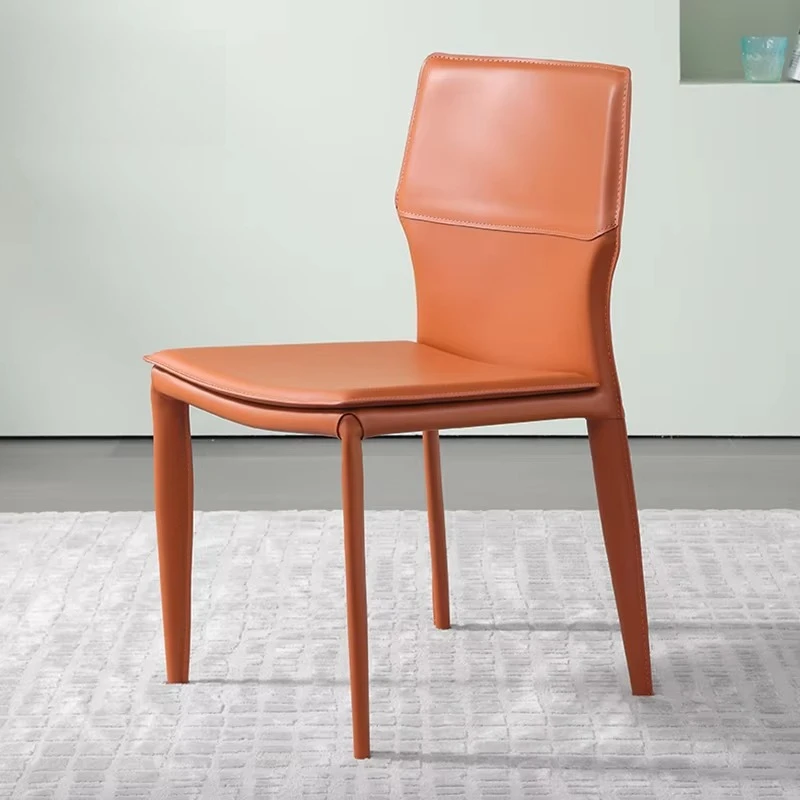

# Minimalist Designer Desk Chair Modern Home Saddle Leather Restaurant Chair Light Luxury Simple