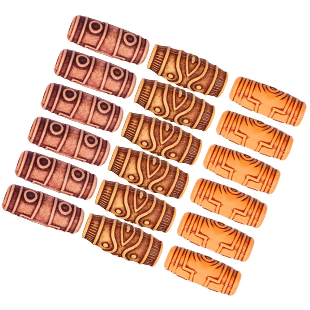 

60 Pcs Vintage Simulation Wood Bead Hair Cuffs for Dreadlocks Braiding Decorative Hollow Tube Rings Styling Accessories