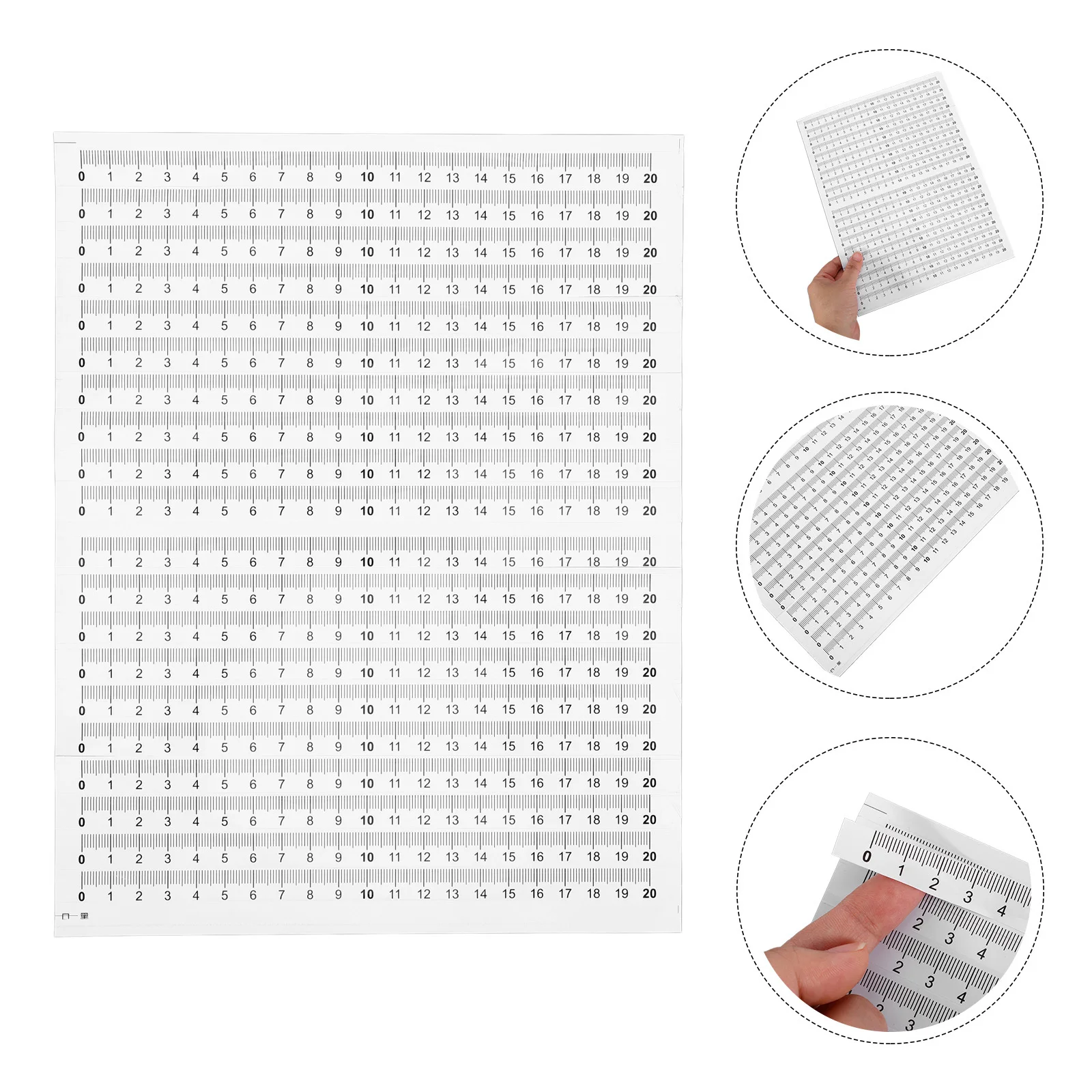 

20Pcs Self Adhesive Ruler Tape Scale Stickers Waterproof Clear Black Font Strong Adhesive Measuring Tape Ideal for Workbench