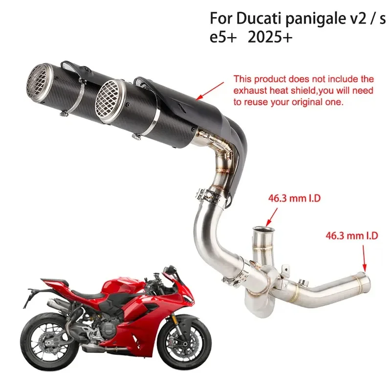 Motorcycle Escape Exhaust System with Link Pipe & Muffler Fit for Ducati Panigale V2 / V2S Euro 5+ 2025+