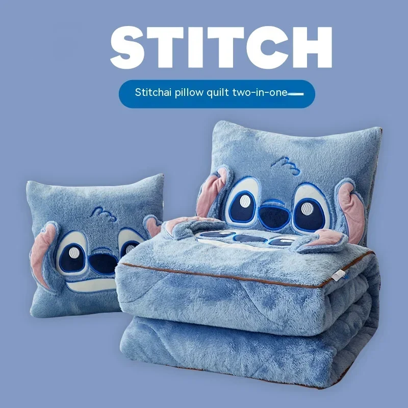 

Disney Stitch Throw Pillows Quilt A Set Living Roomoffice Wintertime Nap Blankets Embroideryflannel Kids Christmas Birthdaygifts