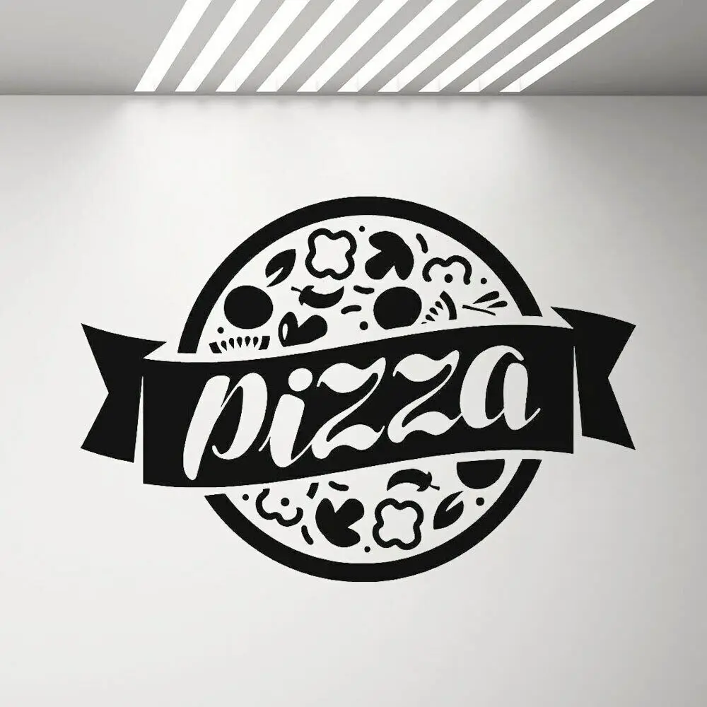 Fresh and Tasty Pizza Pattern Wall Decal Stickers Kitchen Wall Decor Pizzeria Sign Posters Italian Food Sticker Modern G954