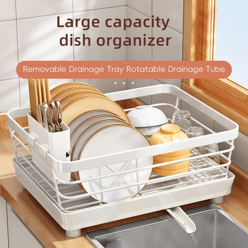 

Large Capacity Kitchen Dish Drainer Organizer Countertop Chopsticks Rack Bowl Rack Cup & Dish Dispenser Sink Stand