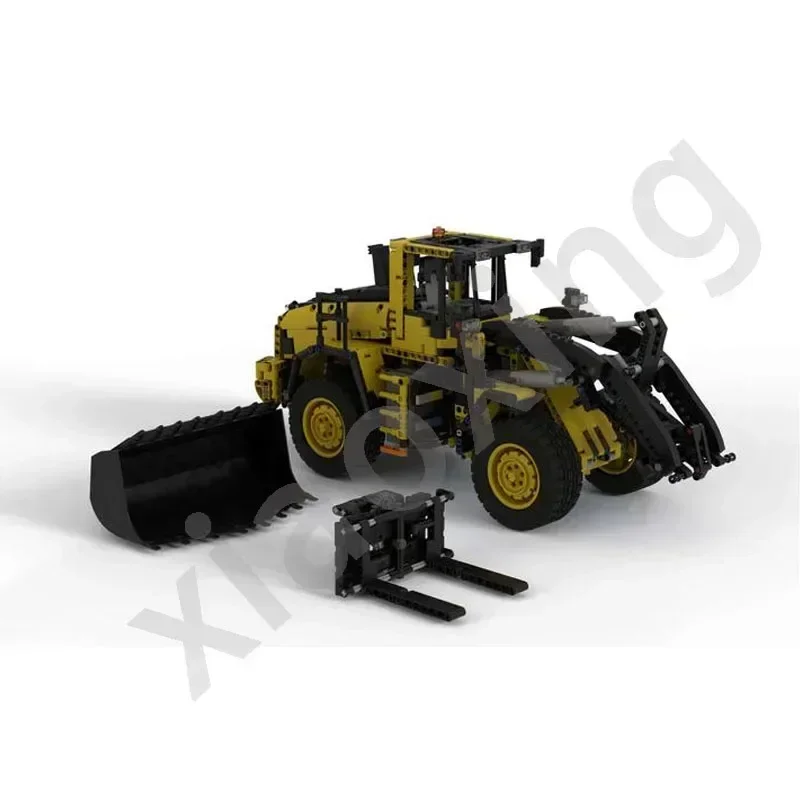 MOC-125288 Trasporto di carico Pala gommata Escavatore da città Dozer Building Blocks Modello 1970 Parti Ragazzi Bambini Compleanno Giocattolo Regali