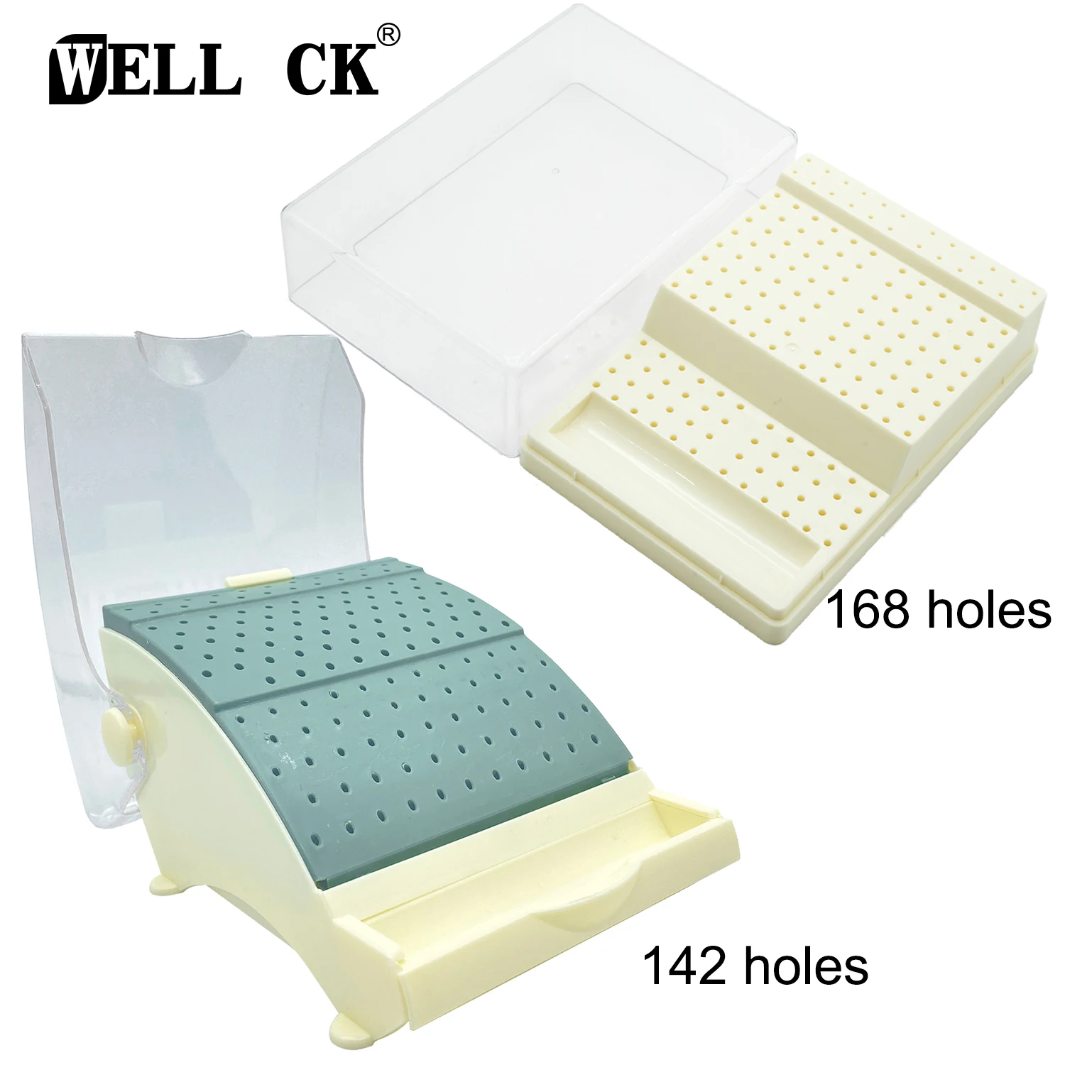 

WELL CK Dental 142/168 Holes Plastic Dental Burs Box Drill Diamond Stand Block Sterilization Placement Case Holder