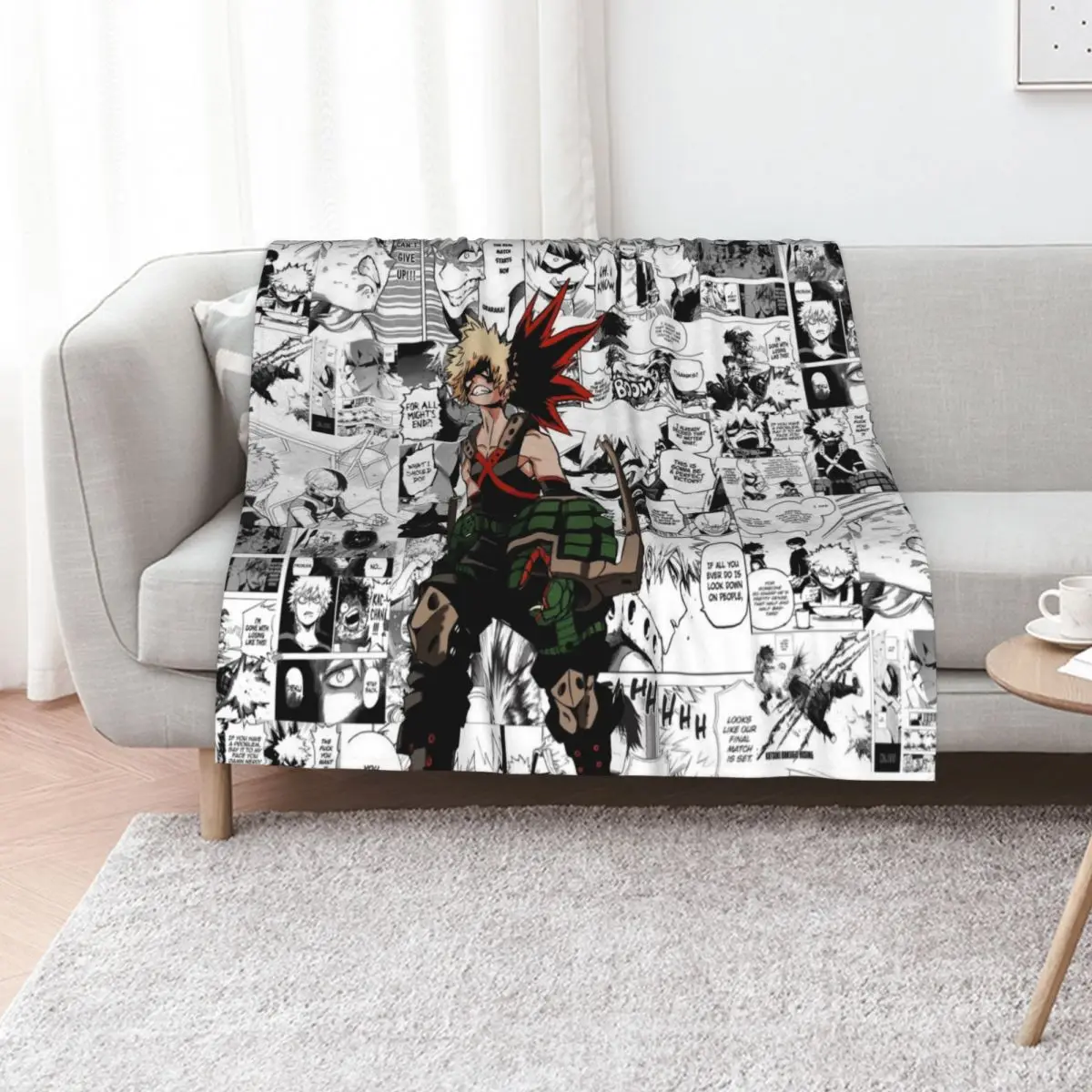 

Bakugou Manga Collage Throw Blanket Luxury Sofa Quilt manga Flannel Blankets