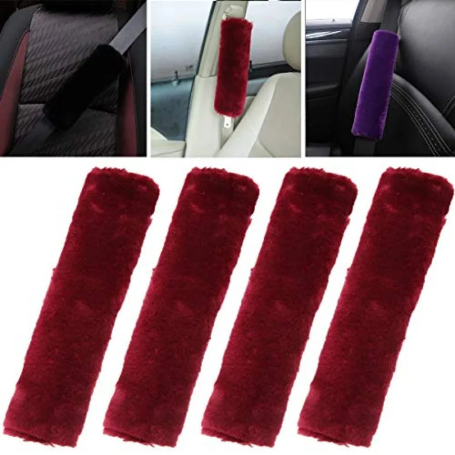 

4 Pack Car Seat Belt Pads Shoulder Cover Baby Safety Belt Protector with Adjustable Soft Plush Strap Protect Neck and Shoulder