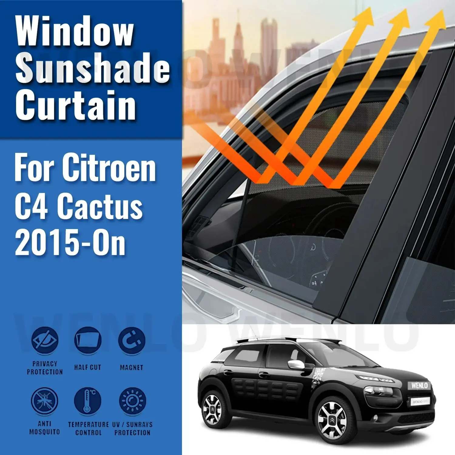 

For CITROEN C4 CACTUS 2015-2021 Car Sunshade Shield Magnetic Front Windshield Frame Curtain Rear Side Window Sun Shades Visor