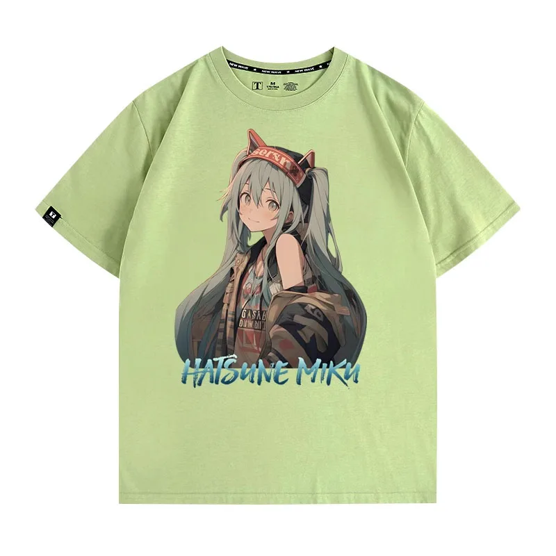 Cartoon Japanese Hatsune Miku short-sleeved two-dimensional girl loose casual versatile large size cotton couple tops T-shirt