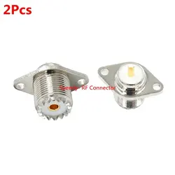 2PCS SL16 SO239 SO-239 UHF Female Solder for Chassis Panel Mount Socket Connector 2Hole 4hole Flange Adapter Fast Delivery Brass